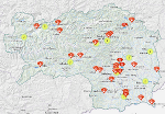 Landkarte mit den Re-Use Betrieben in der Steiermark