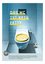 Eine Toilette mit einem Fetykübel Deckel